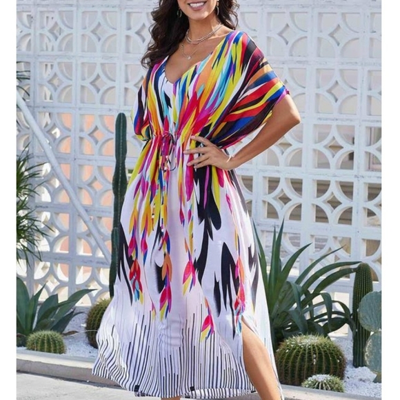 Boutique Other - New Rainbow Kaftan Maxi Swim Cover Up dress